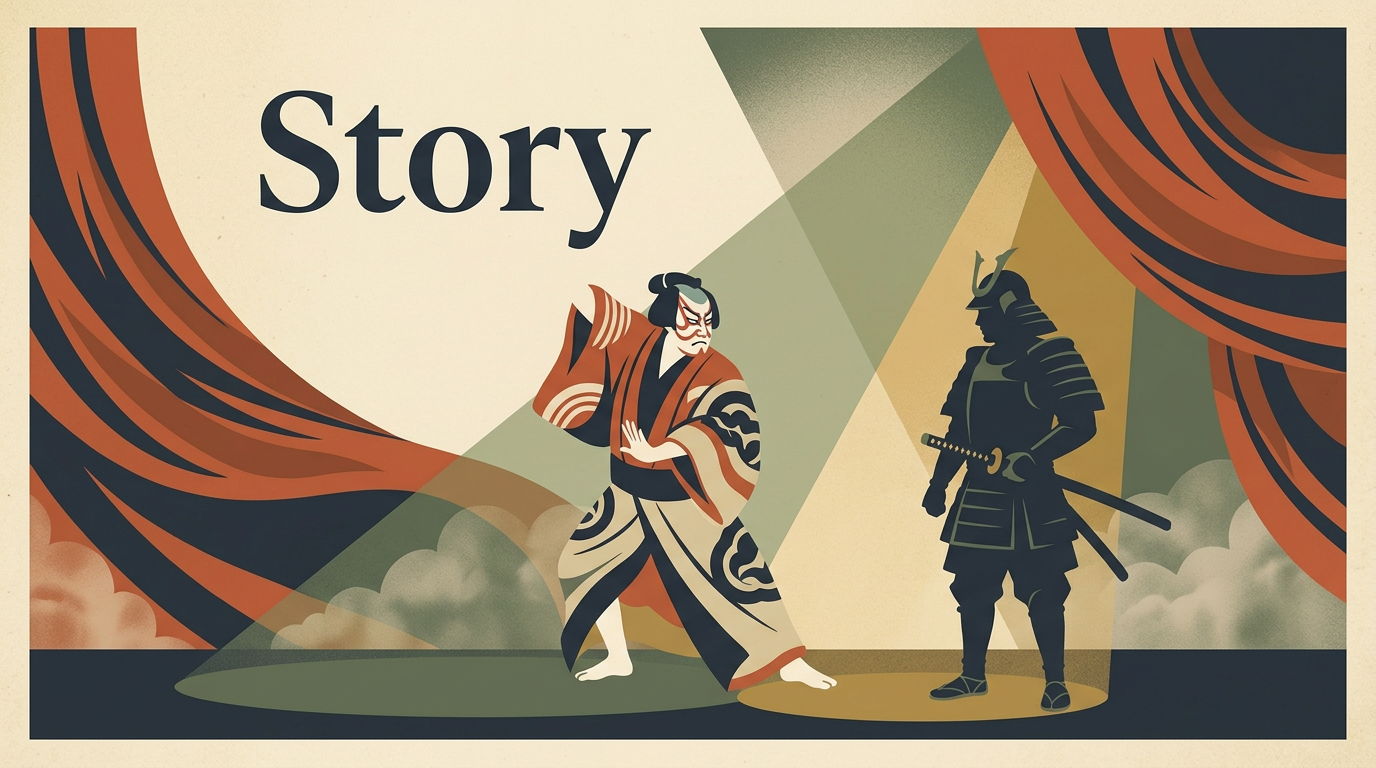 歌舞伎役者と武将のイラスト、世界の旅行者が語る日本体験ストーリー